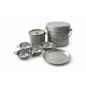 Vintage Aluminum Camping Mess Kit Set Pots Cups Plate Camp Cookware Lot